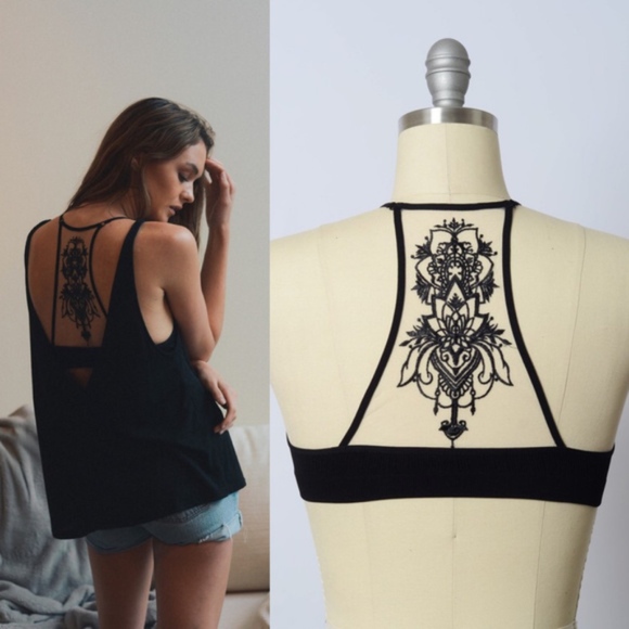 Boho minimalist racerback bralette floral - Picture 5 of 7